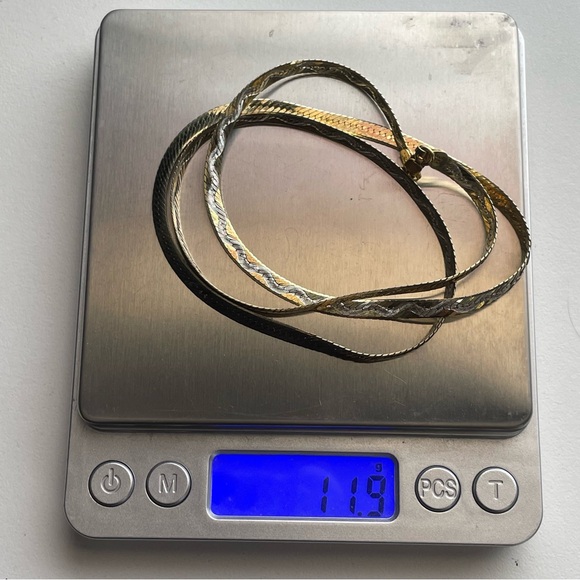 Vintage sterling silver 24” Gold Milror Italy 925 Herringbone Necklace - Picture 8 of 8